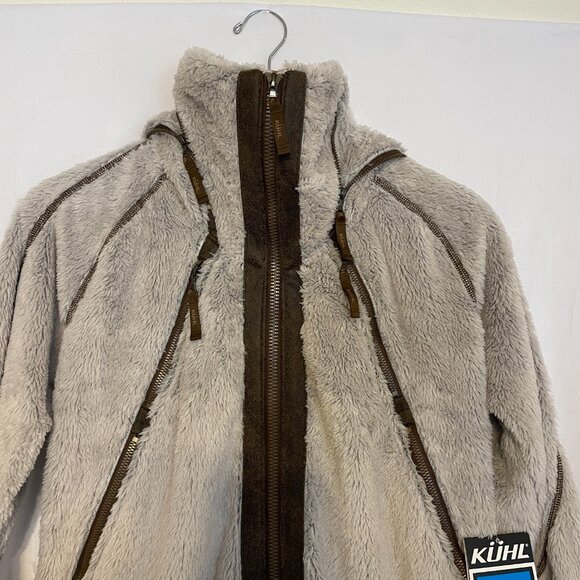 NEW KUHL Women's Flight Jacket Fleece Zip Up Pockets Hooded Stone Size Large - Picture 3 of 15